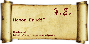 Homor Ernő névjegykártya